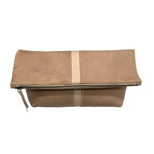 Able Beige Suede Zip Pouch
